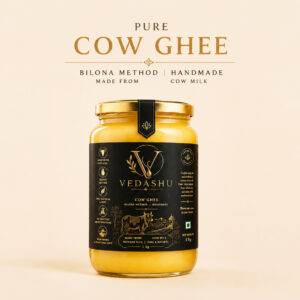Vedashu Premium 1 kg pure desi cow ghee – premium handcrafted ghee packaging.