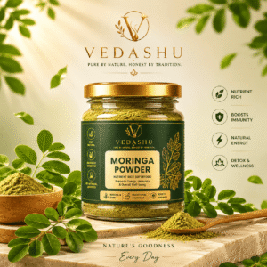 VEDASHU Moringa Powder natural Ayurvedic superfood rich in antioxidants and nutrients for immunity, energy, digestion, and daily wellness