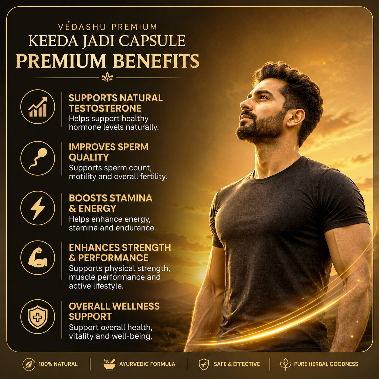 Vedashu Premium Keeda Jadi Capsule – Natural Ayurvedic Wellness Formula