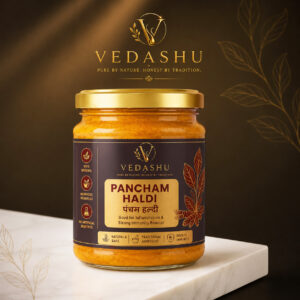 VEDASHU Pancham Haldi Ayurvedic herbal blend made with five types of turmeric for immunity support, inflammation relief, digestion, and overall wellness