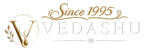 Vedashu Luxury Brand logo in gold and black premium circular emblem design