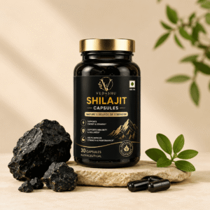 Vedashu Shilajit Capsules 500mg with Ayurvedic herbs for strength, stamina, energy and vitality – 30 capsules